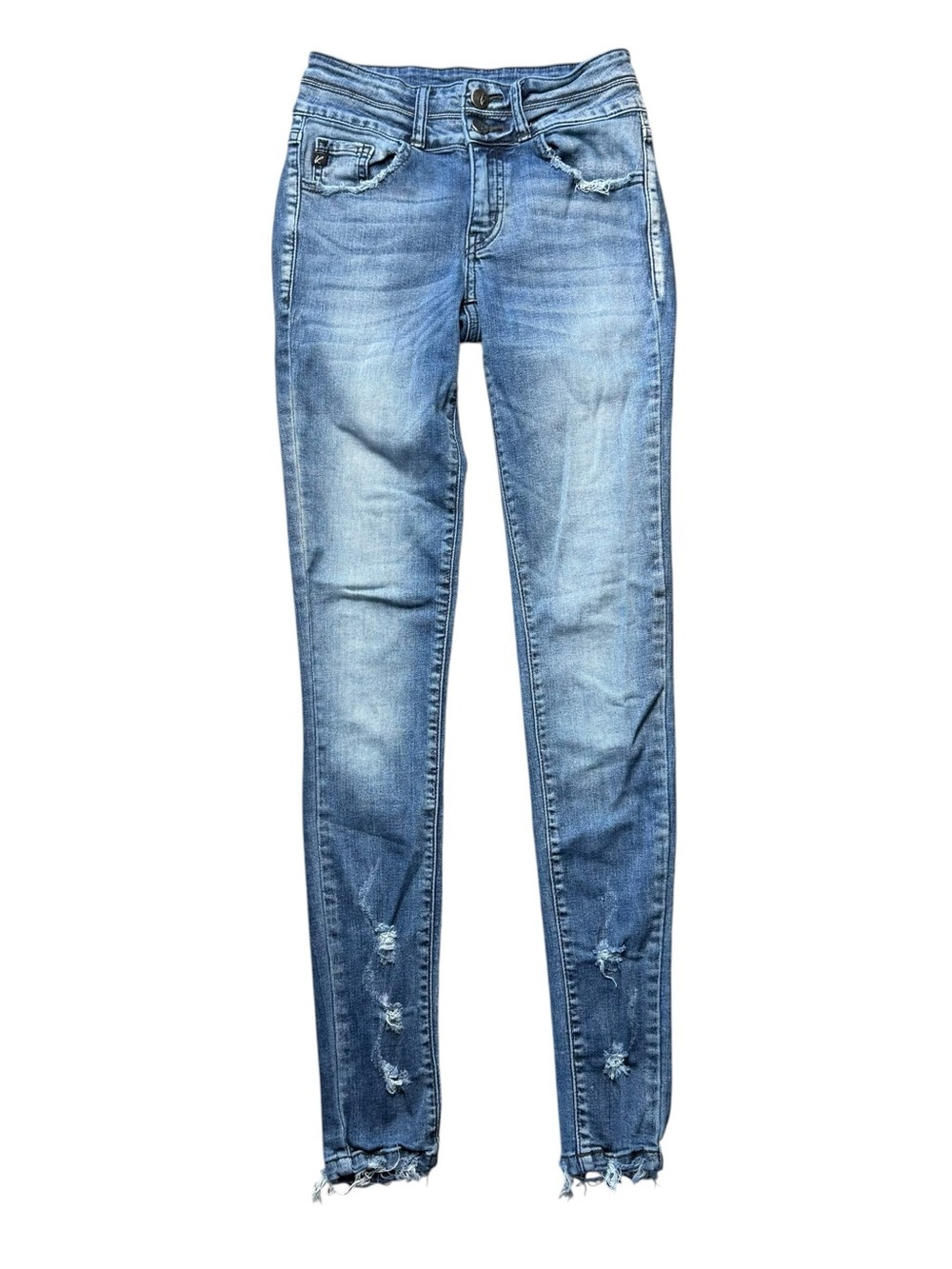 Kancan Women's Light Blue Distressed High-Rise Skinny Jeans Size 24
